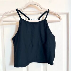 Black ribbed Laslulu crop top